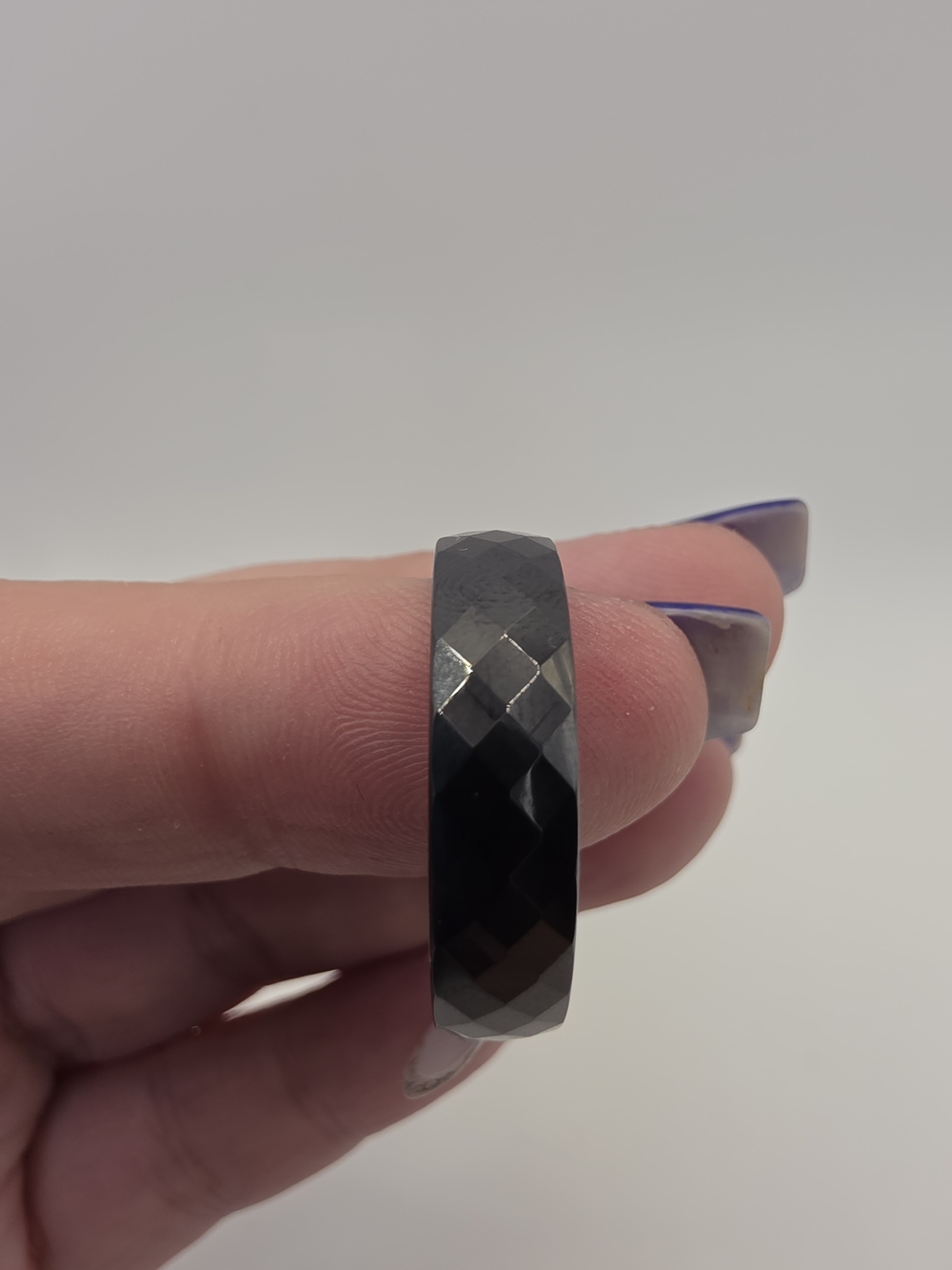 Faceted Black Ceramic Ring Size 11